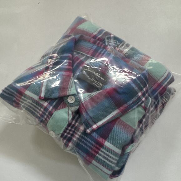 Lot of 2 Eddie Bauer Plaid Flannel Shirts Kids Girls Size Medium (10/12) Cowboy - Picture 9 of 9